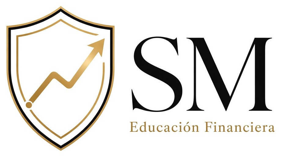 Logo de SM Educación Financiera: escudo dorado con flecha ascendente